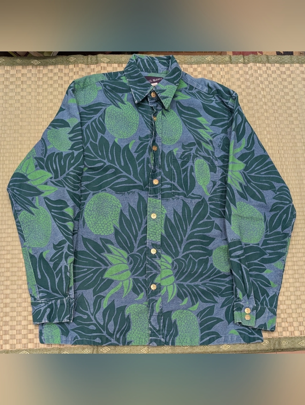 Vintage Maile Vision Hawaiian Button Down Long Sleeve Shirt Size Large